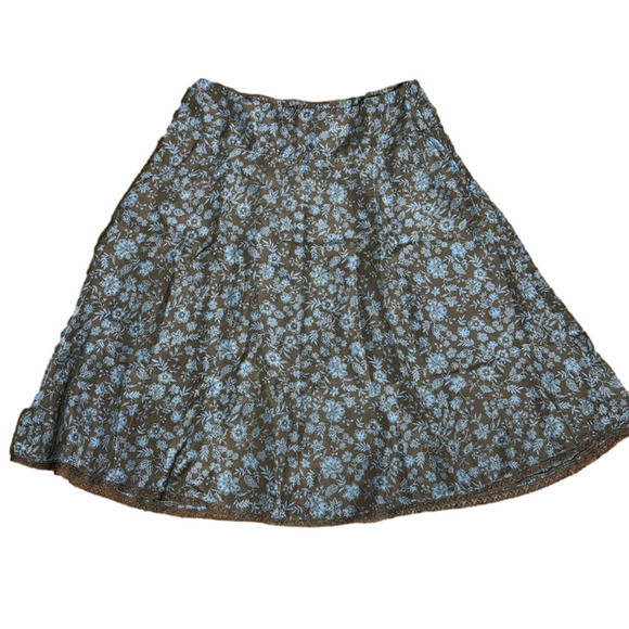 Esprit brown with blue flowers A-line skirt - Picture 1 of 9